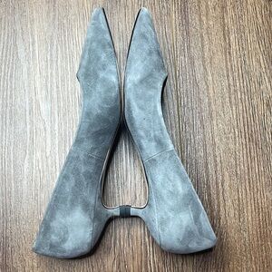 Vaneli Grey Suede Pointed Toe Kitten Heels